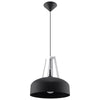 Steel Pendant Light With Casco Black Round Wooden Lamp - Peach Puff