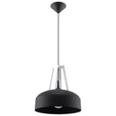 Steel Pendant Light With Casco Black Round Wooden Lamp - Peach Puff