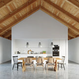 Steel Pendant Light With Casco Black Wooden Lamp - Peach Puff