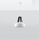 Steel Pendant Light With Casco Black Wooden Lamp - Peach Puff