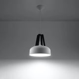 Steel Pendant Light With Casco Black Wooden Lamp - Peach Puff