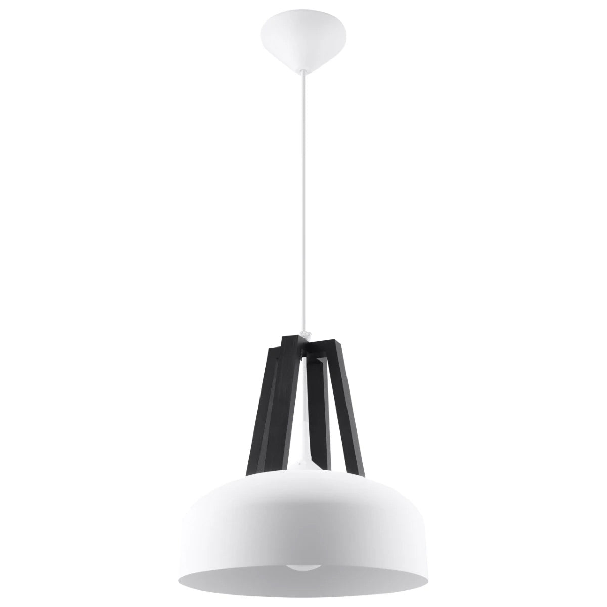 Steel Pendant Light With Casco Black Wooden Lamp - Peach Puff