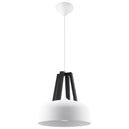 Steel Pendant Light With Casco Black Wooden Lamp - Peach Puff