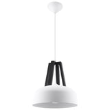 Steel Pendant Light With Casco Black Wooden Lamp - Peach Puff