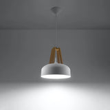 Steel Pendant Light With Casco Black Wooden Lamp - Peach Puff