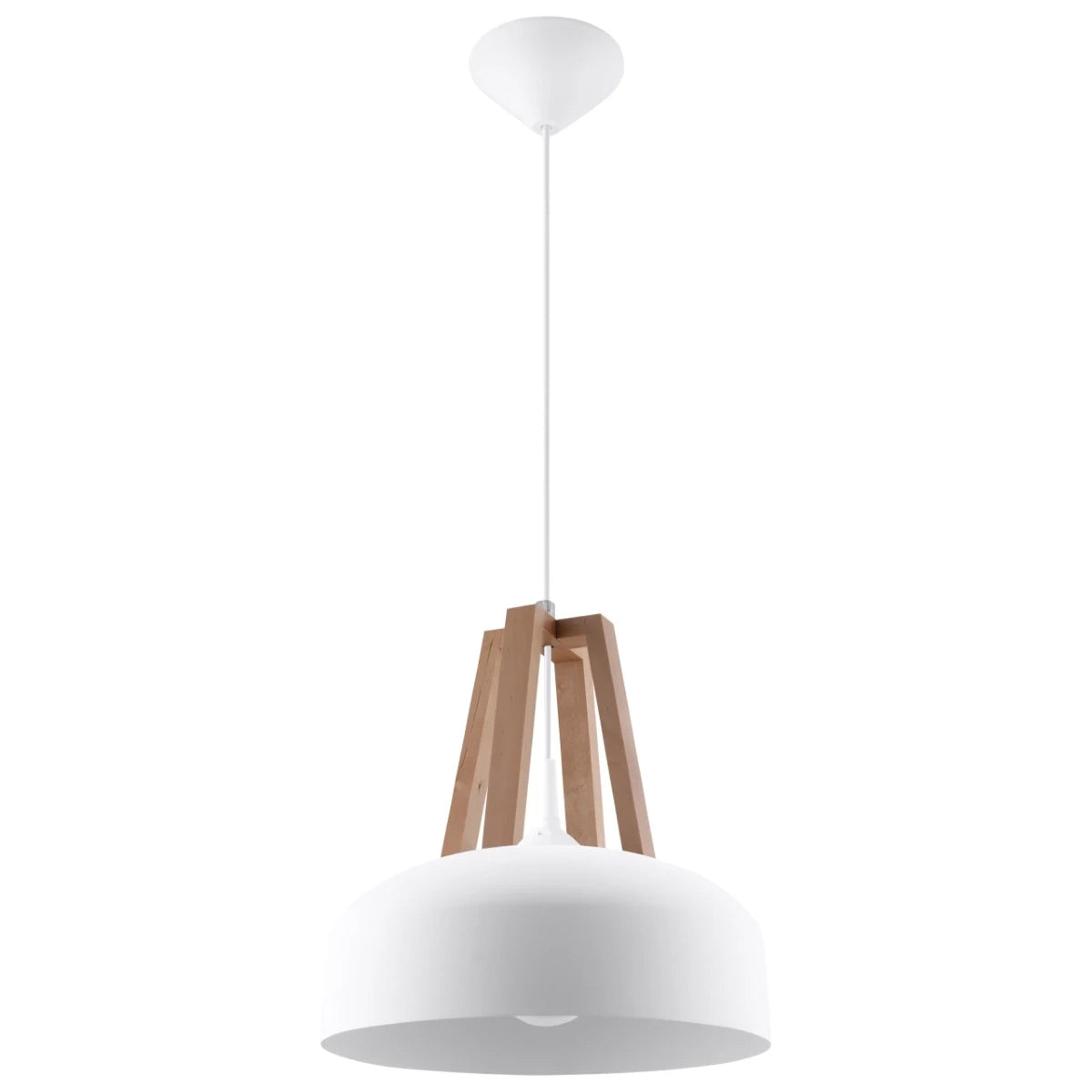 Steel Pendant Light With Casco Black Wooden Lamp - Peach Puff