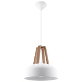 Steel Pendant Light With Casco Black Wooden Lamp - Peach Puff