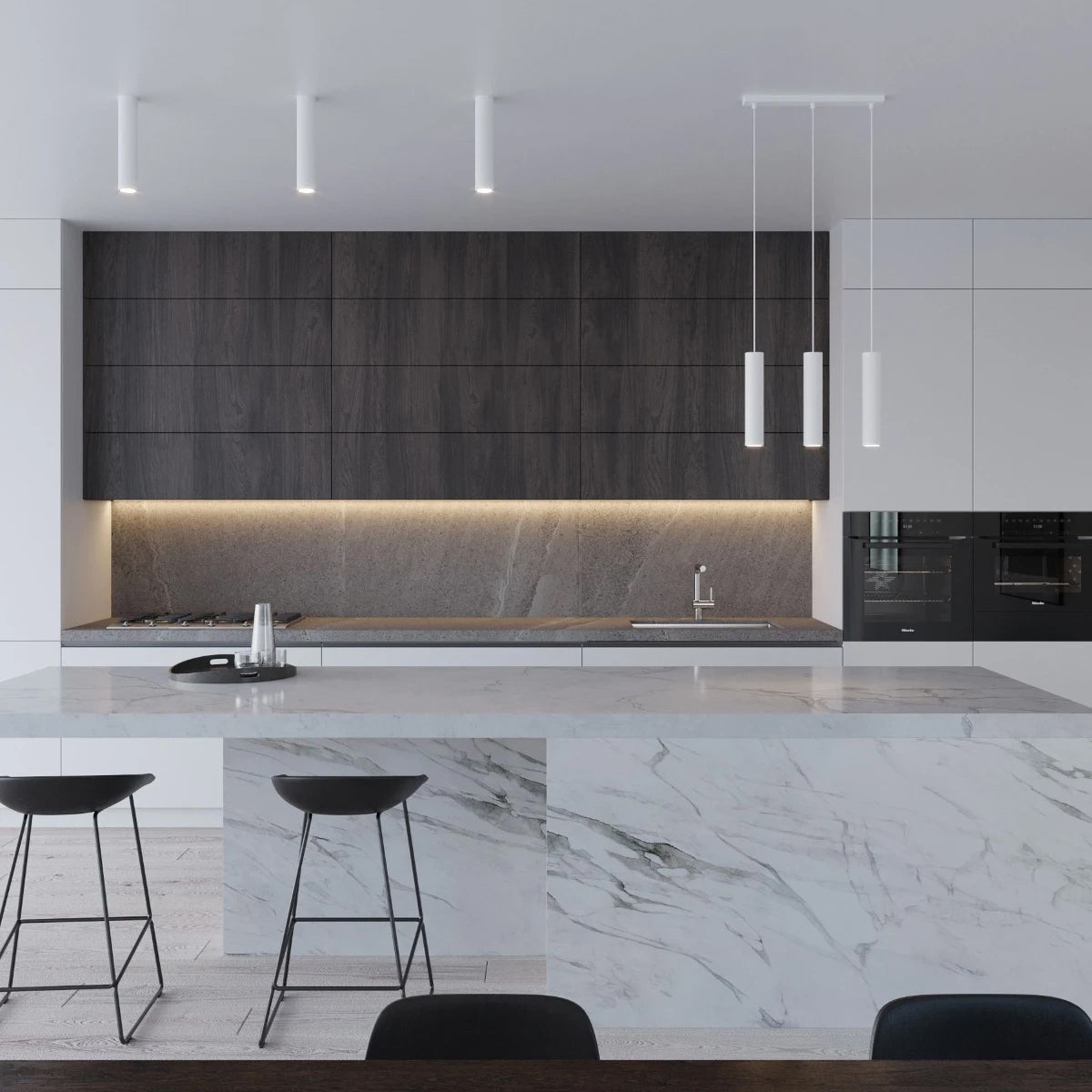 Steel Pendant Light With Lagos 3L Lamp - Ocean Green