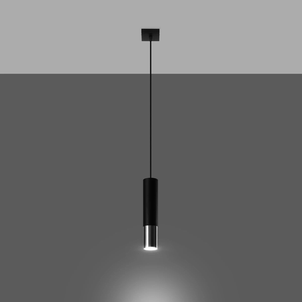 Steel Pendant Light With Loopez 1 Lamp in Black - Ocean Green