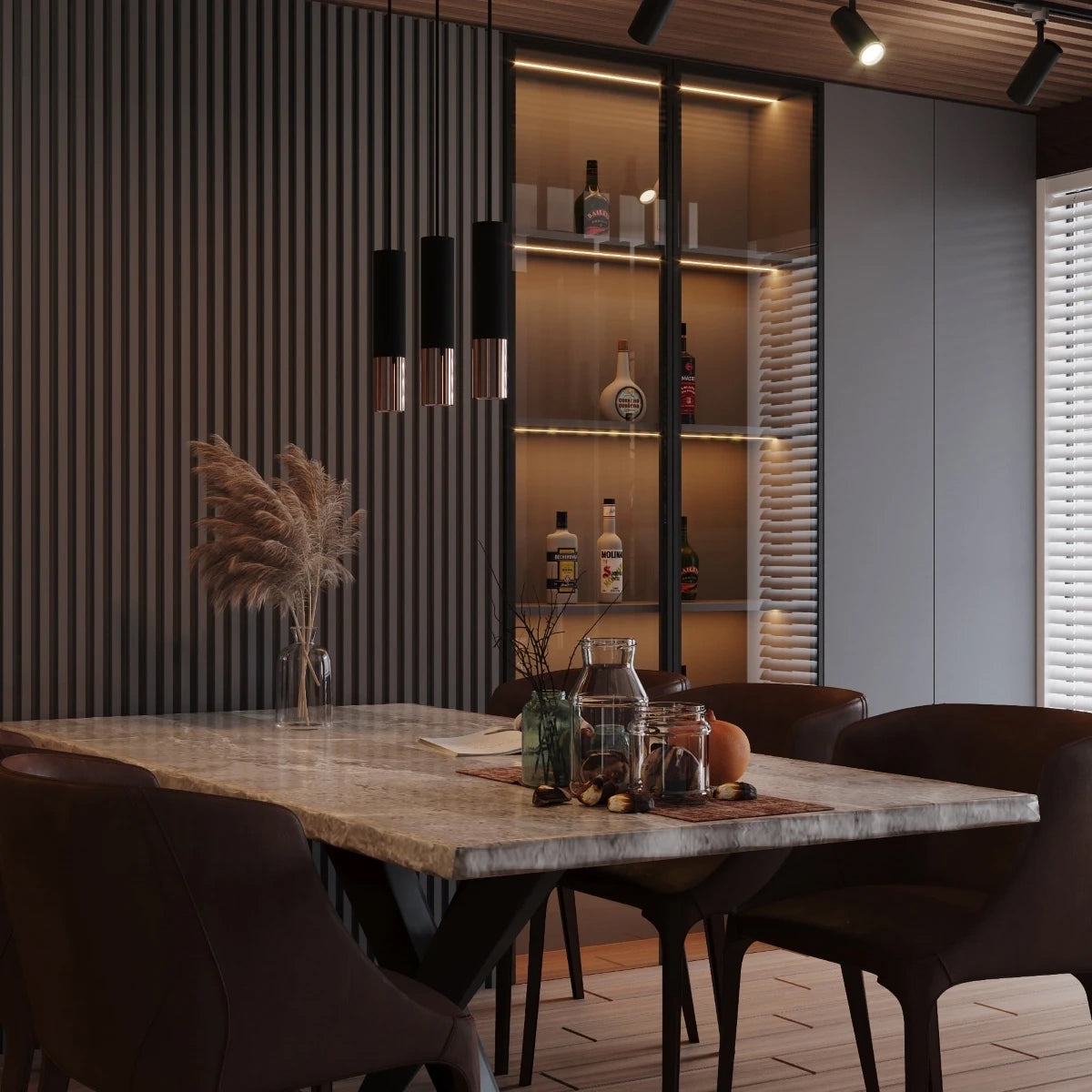 Steel Pendant Light With Loopez 2 Lamp in Black - Ocean Green