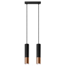 Steel Pendant Light With Loopez 2 Lamp in Black - Ocean Green