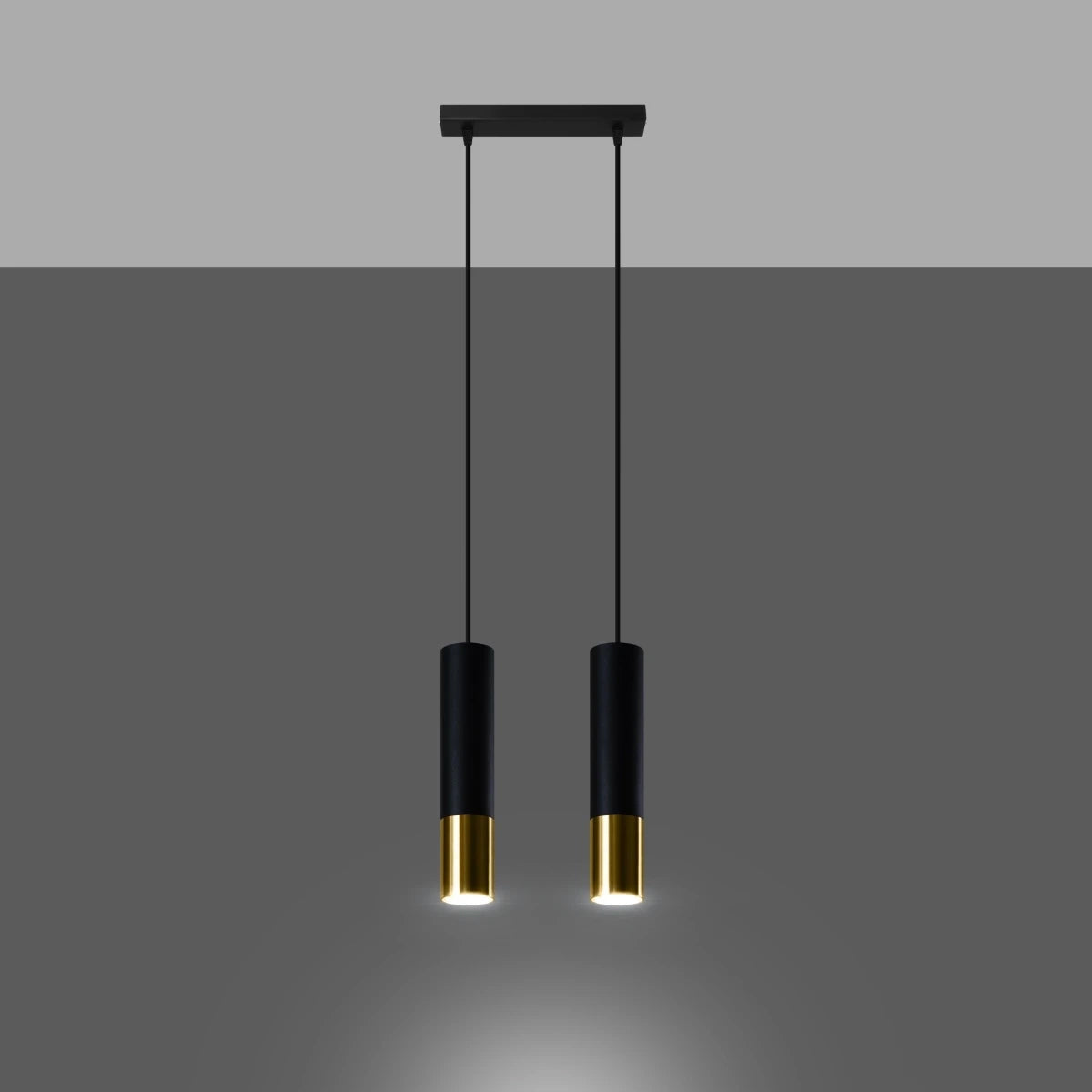 Steel Pendant Light With Loopez 2 Lamp in Black - Ocean Green