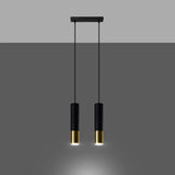 Steel Pendant Light With Loopez 2 Lamp in Black - Ocean Green