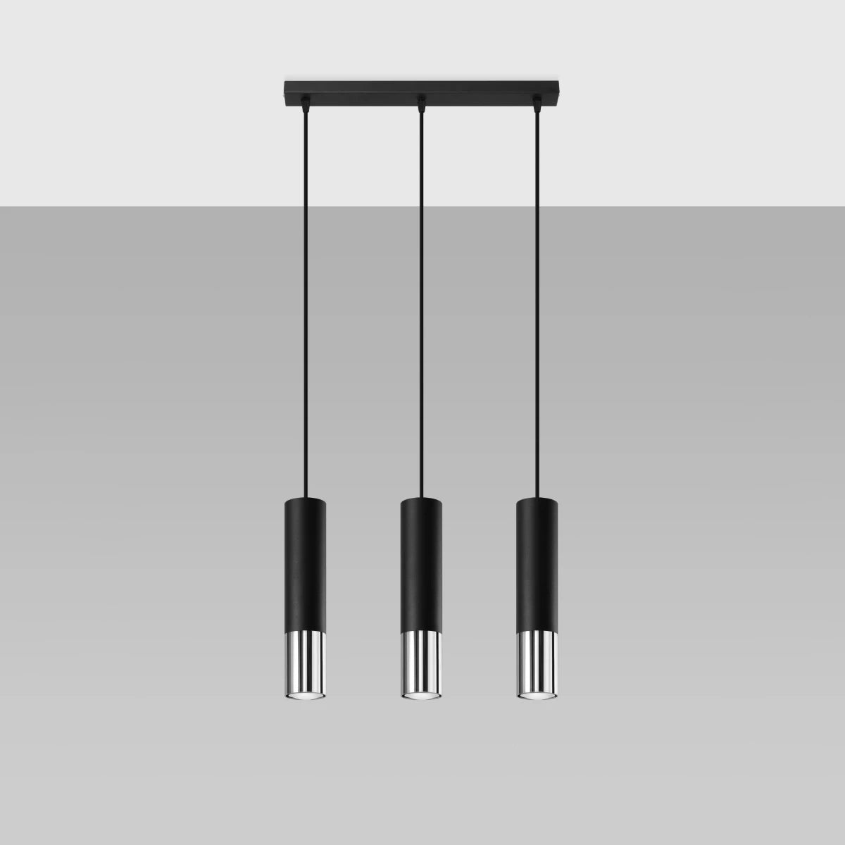Steel Pendant Light With Loopez 3L Lamp in Black - Ocean Green