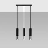 Steel Pendant Light With Loopez 3L Lamp in Black - Ocean Green