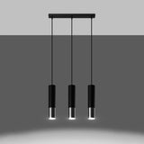 Steel Pendant Light With Loopez 3L Lamp in Black - Ocean Green