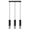Steel Pendant Light With Loopez 3L Lamp in Black - Ocean Green