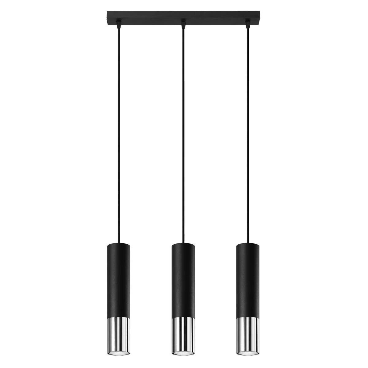 Steel Pendant Light With Loopez 3L Lamp in Black - Ocean Green