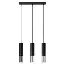 Steel Pendant Light With Loopez 3L Lamp in Black - Ocean Green