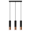 Steel Pendant Light With Loopez 3L Lamp in Black - Ocean Green
