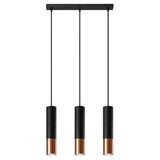 Steel Pendant Light With Loopez 3L Lamp in Black - Ocean Green