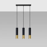 Steel Pendant Light With Loopez 3L Lamp in Black - Ocean Green