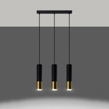 Steel Pendant Light With Loopez 3L Lamp in Black - Ocean Green