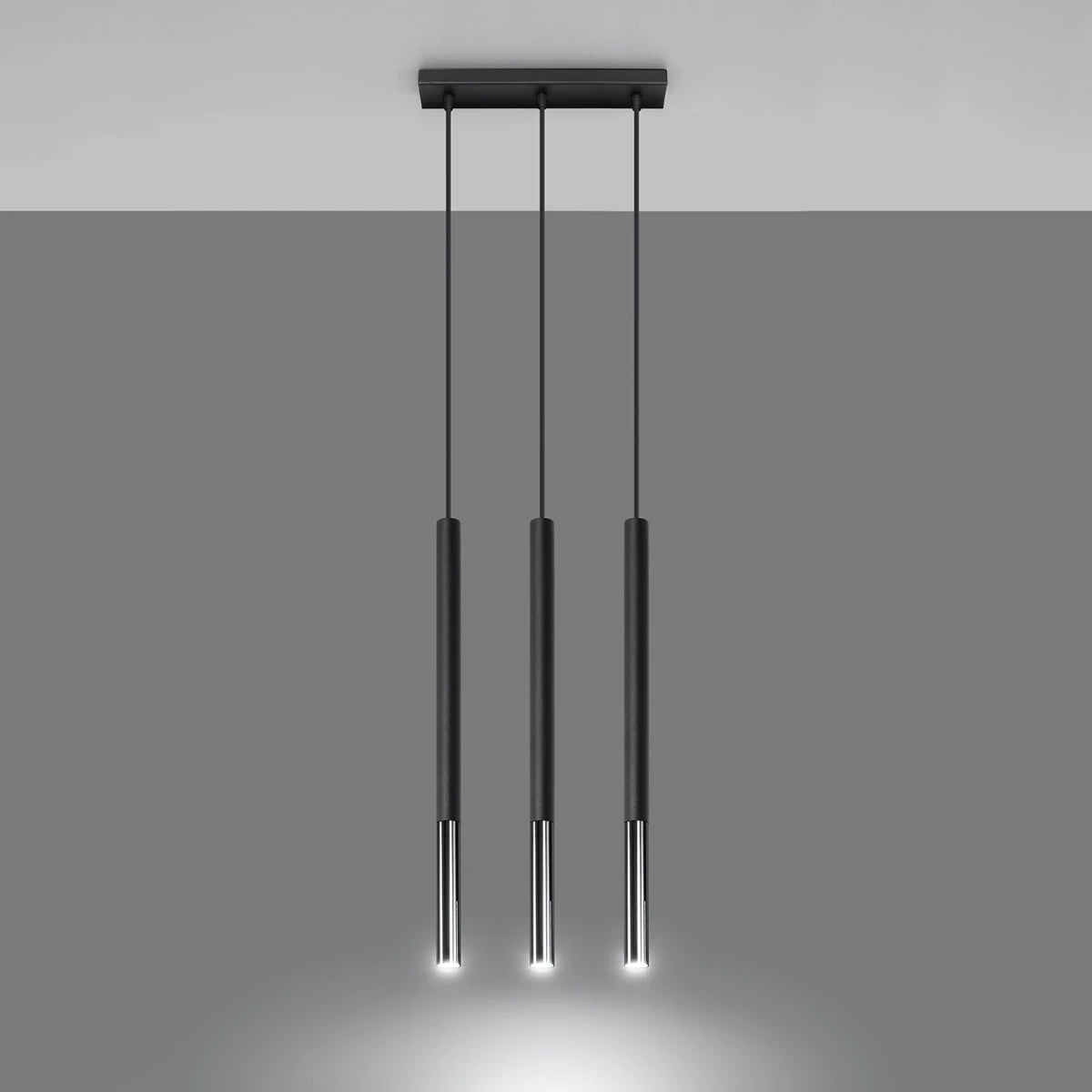 Steel Pendant Light With Mozaica 3L Lamp in Black - Ocean Green