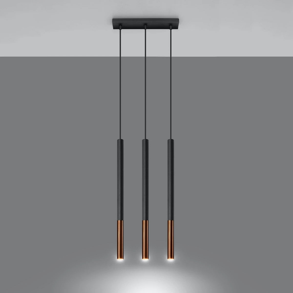 Steel Pendant Light With Mozaica 3L Lamp in Black - Ocean Green