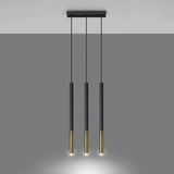Steel Pendant Light With Mozaica 3L Lamp in Black - Ocean Green