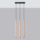 Steel Pendant Light With Pastelo 3L Wooden Lamp - Peach Puff