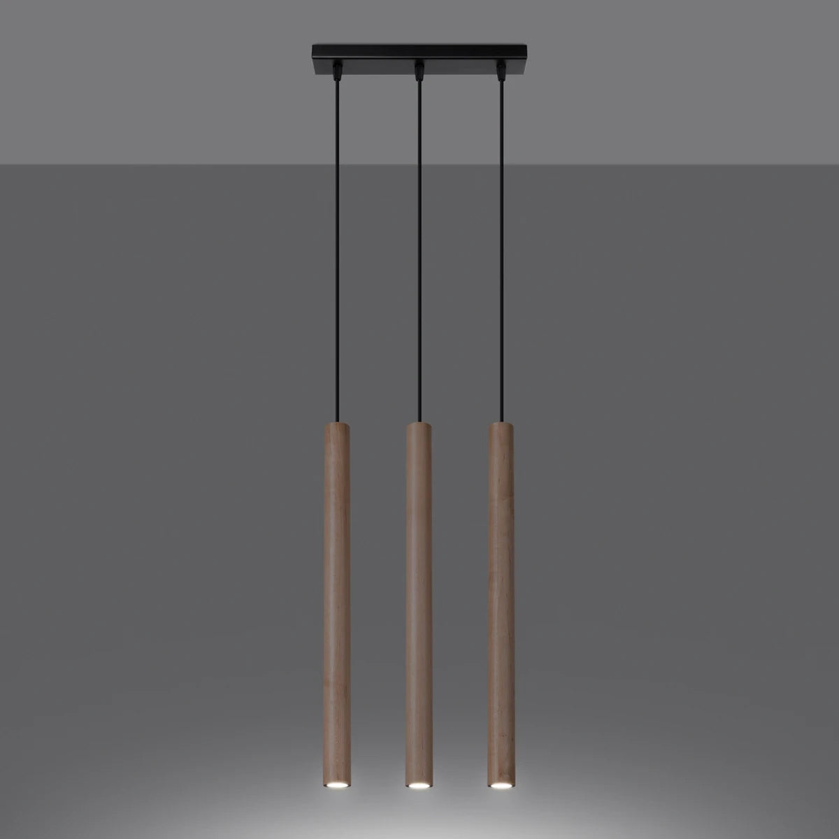 Steel Pendant Light With Pastelo 3L Wooden Lamp - Peach Puff