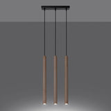 Steel Pendant Light With Pastelo 3L Wooden Lamp - Peach Puff