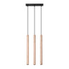 Steel Pendant Light With Pastelo 3L Wooden Lamp - Peach Puff