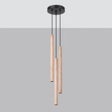 Steel Pendant Light With Pastelo 3P Wooden Lamp - Peach Puff