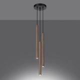 Steel Pendant Light With Pastelo 3P Wooden Lamp - Peach Puff
