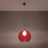 Steel Pendant Light With Red Glass Ball Globe Lamp - French Sky