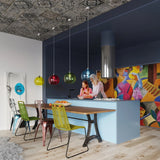 Steel Pendant Light With Red Glass Ball Globe Lamp - French Sky