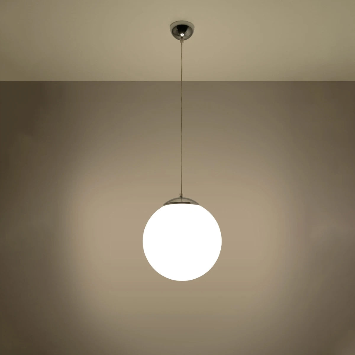 Steel Pendant Light With White Ugo 30 Glass Globe Lamp - French Sky