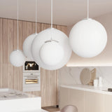 Steel Pendant Light With White Ugo 30 Glass Globe Lamp - French Sky