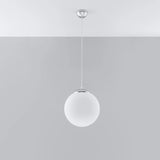 Steel Pendant Light With White Ugo 30 Glass Globe Lamp - French Sky
