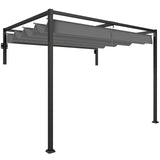 Steel Pergola With Retractable Canopy 297cm Width x 211cm Depth - Velmora