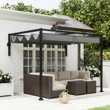 Steel Pergola With Retractable Canopy 297cm Width x 211cm Depth - Velmora