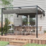 Steel Pergola With Retractable Canopy 297cm Width x 211cm Depth - Velmora