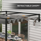 Steel Pergola With Retractable Canopy 297cm Width x 211cm Depth - Velmora