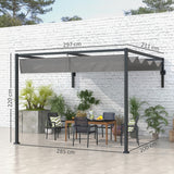Steel Pergola With Retractable Canopy 297cm Width x 211cm Depth - Velmora