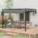 Steel Pergola With Retractable Canopy 297cm Width x 211cm Depth - Velmora