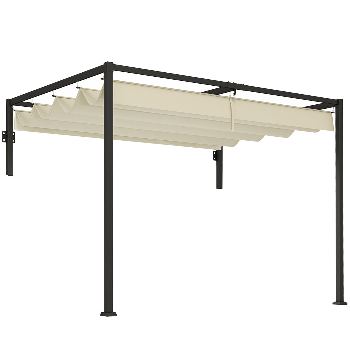 Steel Pergola With Retractable Canopy 297cm Width x 211cm Depth - Velmora