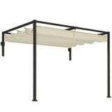 Steel Pergola With Retractable Canopy 297cm Width x 211cm Depth - Velmora