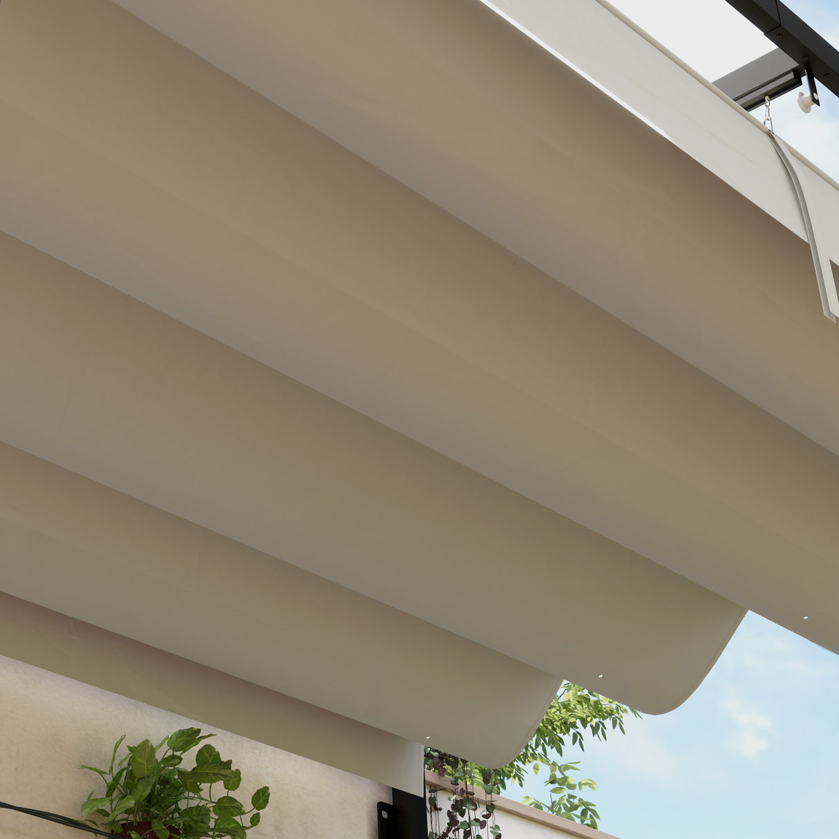 Steel Pergola With Retractable Canopy 297cm Width x 211cm Depth - Velmora